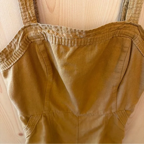 Old Navy M Mustard Jumper Wide Strap Deep Pockets Boho Utility Back Smocking - Picture 4 of 16